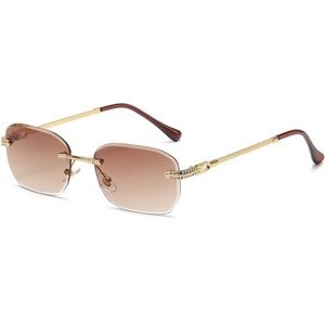 AIEYEZO Rimless Rectangle Sunglasses